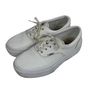 Vans Womens Size 6.5 White Leather Platform Shoes